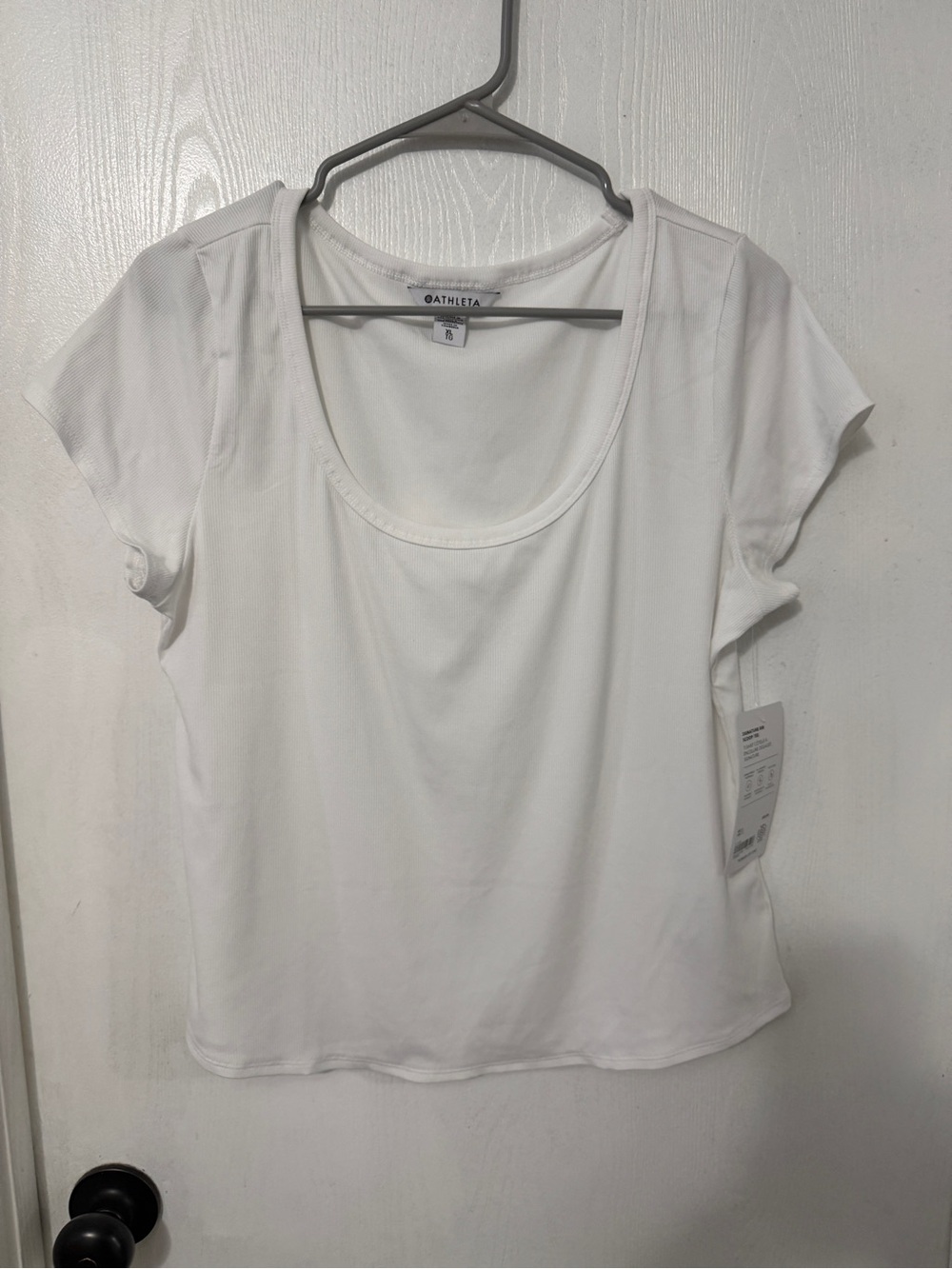 Athleta White Scoop Neck Short Sleeve Tee NWT size xl